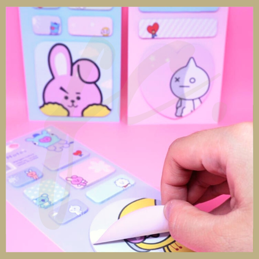 GROSIR STICKY NOTES BT21 STIKER PENANDA KERTAS POST ITS GAMBAR ARMY BTS READY COD