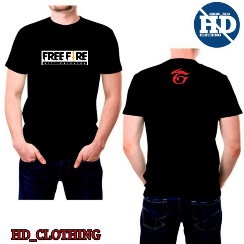 kaos free fire GRATIS CETAK NAMA anak dan dewasa warna hitam