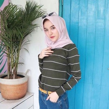 [BISA COD] Sweater Rajut / Atasan Wanita Rajut Halus Adeline Stripe Part I