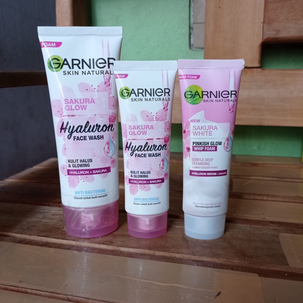 (Pembersih Wajah) Garnier Sakura White Hyaluron Cleanser Pinkish Glow Foam/Whip Facial Wash 100ml / 50ml - Pink Sabun Pencuci Wajah Cuci Muka Cleanser Face Wash