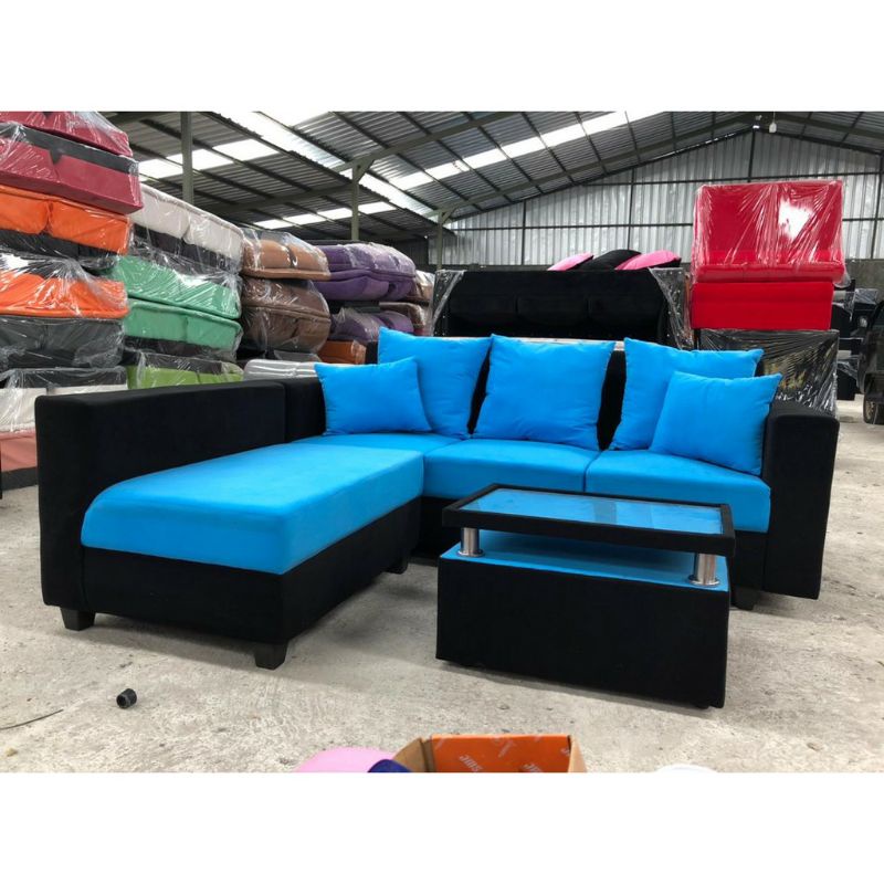 SET Sofa L Putus full bludru / Sofa Sudut L Murah (TANPA MEJA)