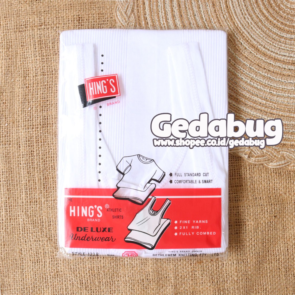 Kaos dalam SINGLET HING'S | Singlet pria dewasa Hings | Pakaian dalam pria putih polos salur