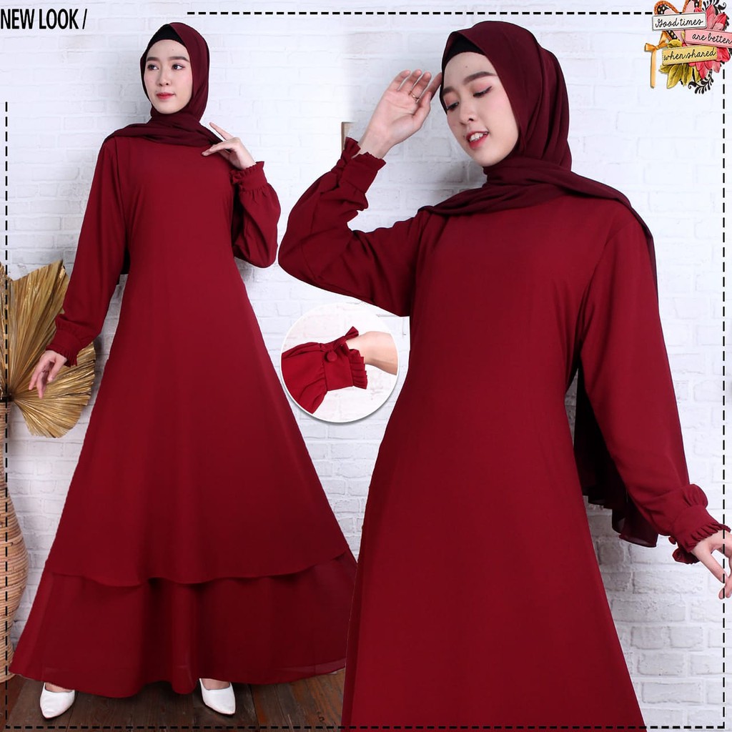 Gamis Malaysia Polos dan Motif Janda Bolong bahan Ceruty Babydoll