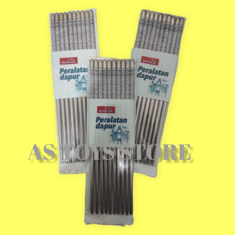 Sumpit stainless motif 5pasang bahan tebal