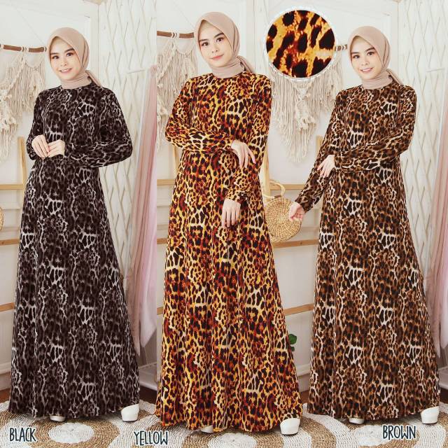 PROMO Gamis Jersey Balon Gamis Jumbo XXL Motif Macan Tutul 8430 Gamis Jumbo