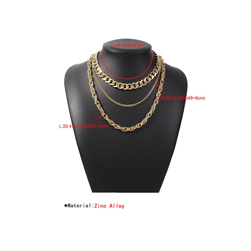LRC Kalung Fashion Gold Color Thick Chain Alloy Multilayer K81540