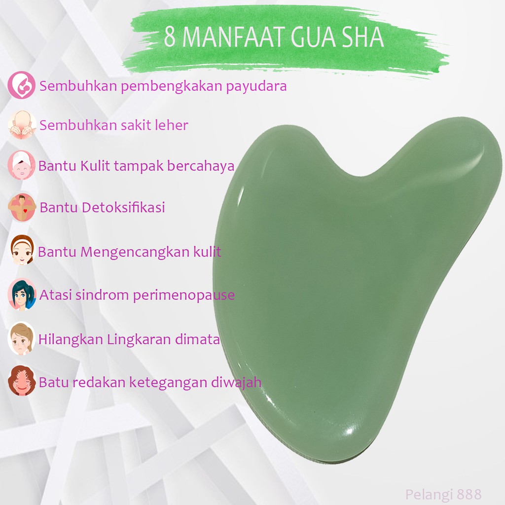 Alat Pijat Wajah Batu Jade Giok | Gua Sha | Massager Tool Natural Facial Jade