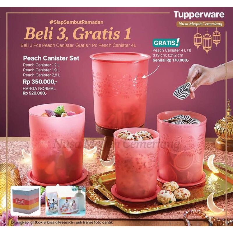 Peach Canister Set Ori Tupperware