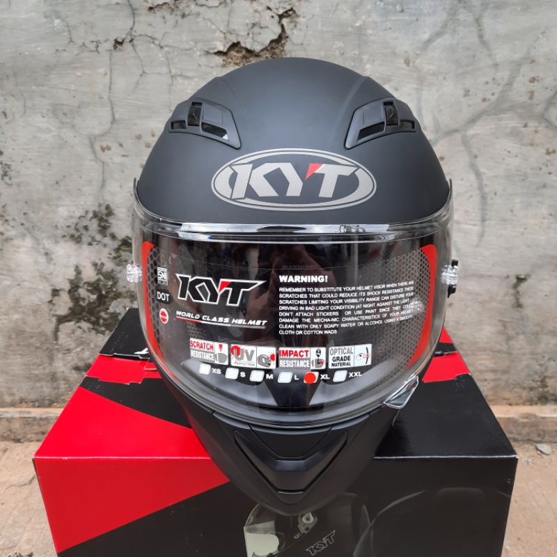 KYT FALCON FR 2 SOLID Hitam doff Visor FLAT ORIGINAL Double Visor