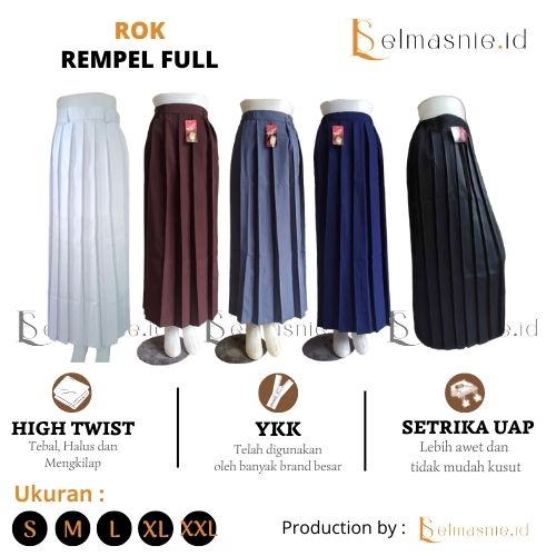 ROK REMPEL FULL SERAGAM SEKOLAH SMA MA SMK ROK SEKOLAH HITAM PANJANG BIRU SMP COKLAT HITAM PUTIH ABU