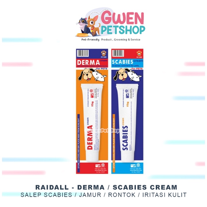 RAIDALL SCABIES CREAM 15GR -- Derma Cream 15 gr -- Salep Jamur Kucing