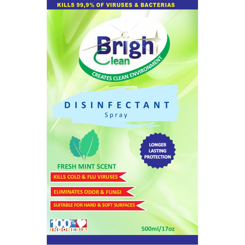 Cairan Disinfektan / Disinfectant Spray Bright Clean 500ml / Cairan Antiseptic Steril Ruangan