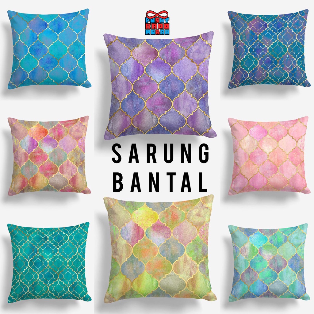 COVER SARUNG Bantal Sofa Print Motif Arabic Colorful Turkish 40x40 cm - Pusat Kado Murah