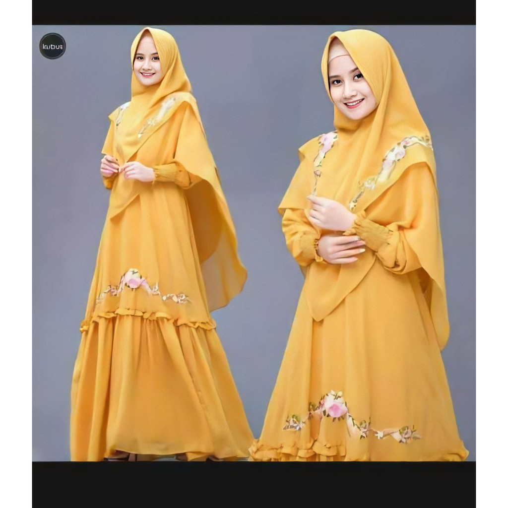 Delima dress syari + khimar / DRESS MUSLIM / DRESS WANITA - BAJU KEKINIAN - GAMIS SET