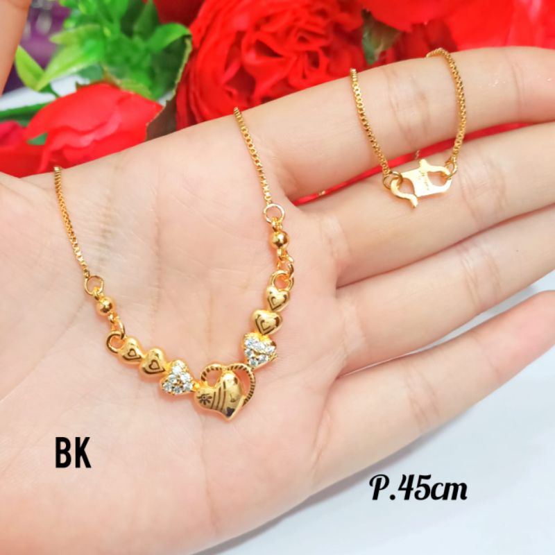 Kalung Dewasa koye permata ukir batik emas Korea *COD*