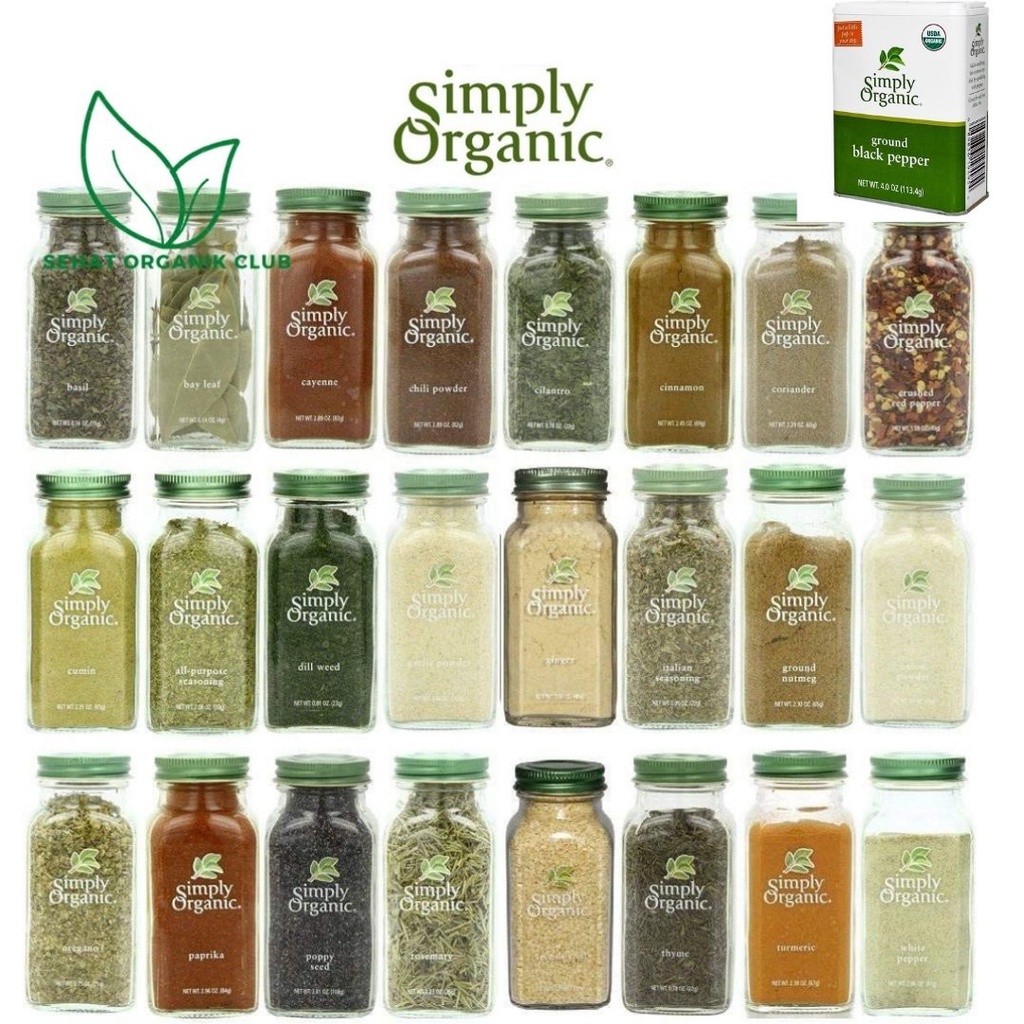 Simply Organic ITALIAN SEASONS ; CAYENNE PEPPER ; GRILLING VEGETABLES ; PAPRIKA ; CILANTRO ;CRUSH RE