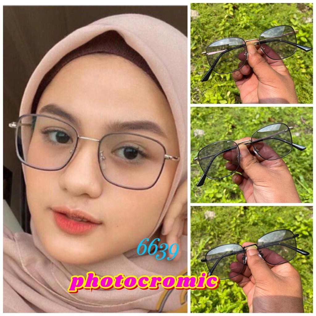 Frame PHOTOCROMIC...FREE BOX DAN LAP Kacamata Frame Titanium Trendy Pria Dan Wanita Vintage Korean Style