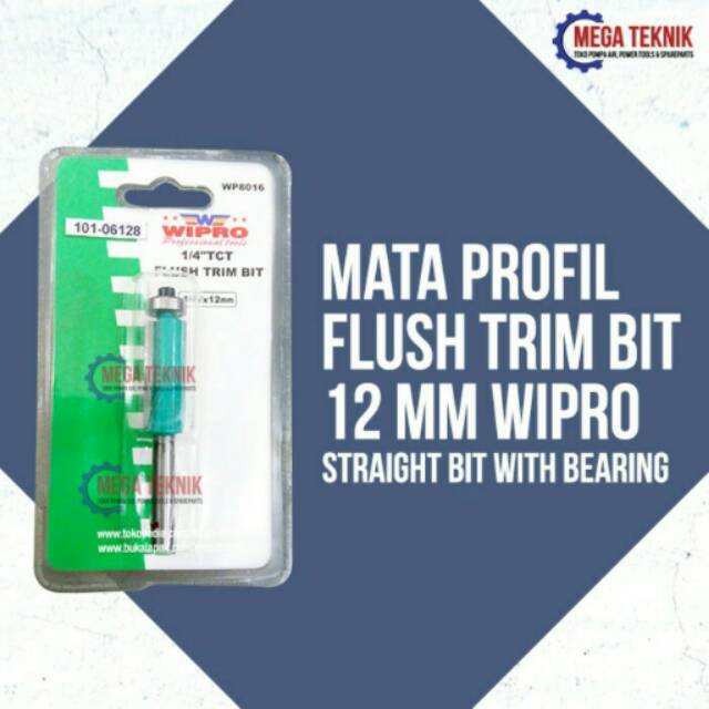 Flush Trim Bit Wipro Mata Profil Router Straight Bit Bearing 12mm