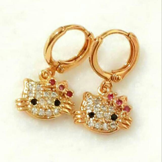 Anting anak hello kitty motif hello kitty gold xuping