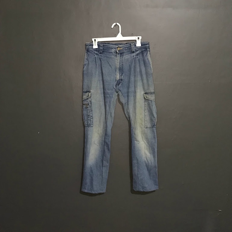 Celana - Even River | Cargo Pants Jeans Blue Wash Thrift [COD]