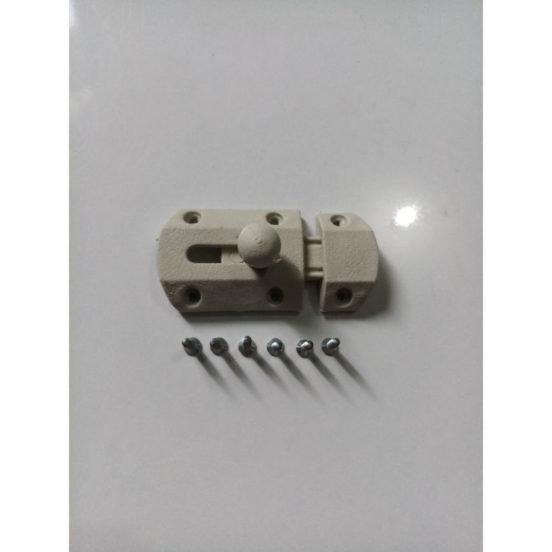 Grendel Slot pintu PVC PUTIH / kunci pintu Kamar mandi gerendel Plastik