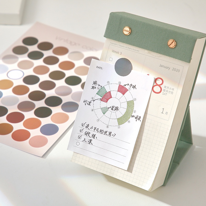 INDOMINI R438 48Pcs / Set Stiker Kertas Dekor MACARON DOTS Paper Sticker DIY Planner Scrapbook