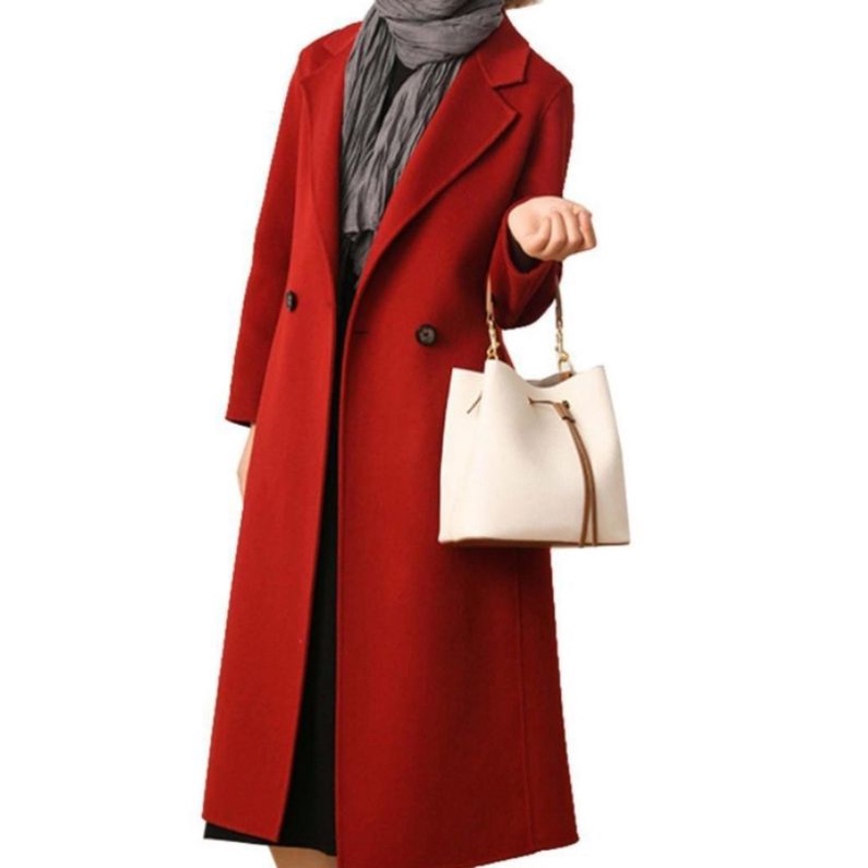 Coat Panjang Winter Muslimah Umroh Wanita Merah Hitam