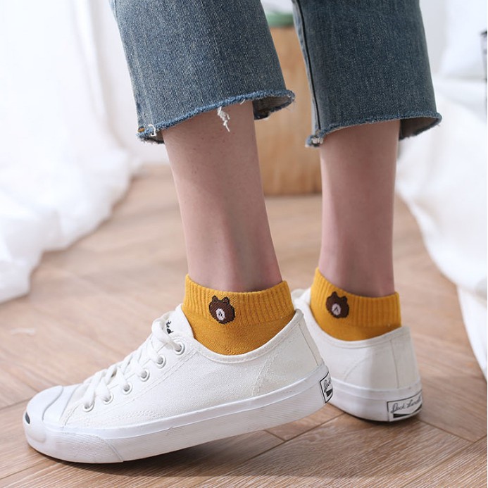 KINGS - Kaos Kaki Brown Kaos Kaki Cute Socks Short Socks Sepatu K351-2