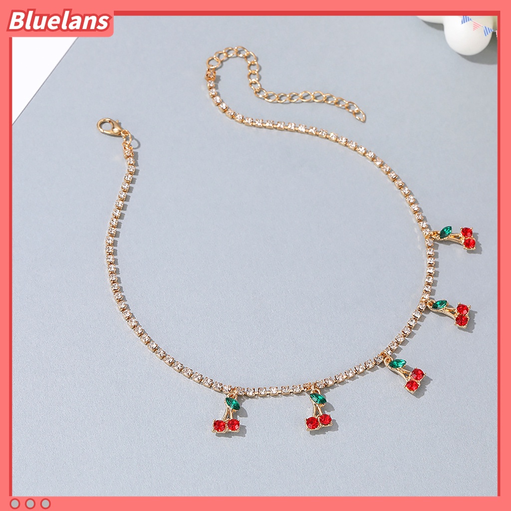 Kalung Choker Rantai Klavikula Hias Liontin Cherry Dapat Disesuaikan Gaya Elegan Untuk Aksesoris Perhiasan