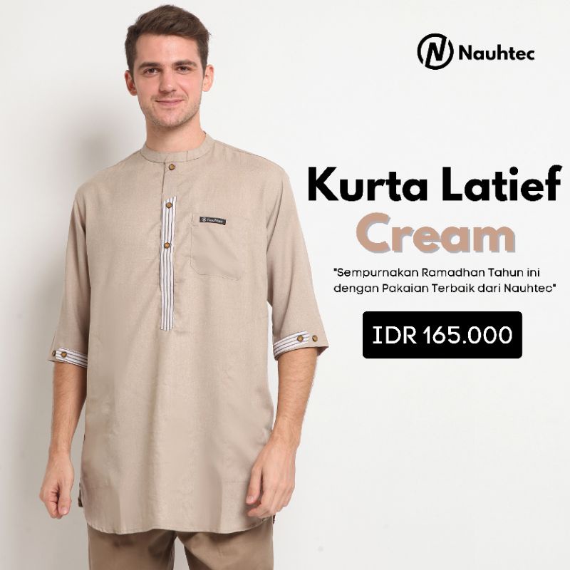 Koko Kurta Dewasa Lengan 3/4 kurta Latief Nauhtec Katun Madinah Fashion Pria Muslim Size M-L-XL-Xxl