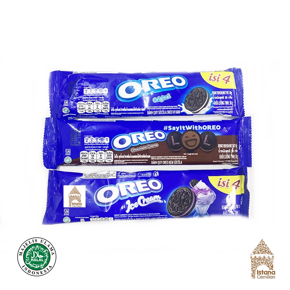 

Biskuit Oreo isi 3 Pcs | Cokelat | Blueberry | Strawberry | Original ECERAN