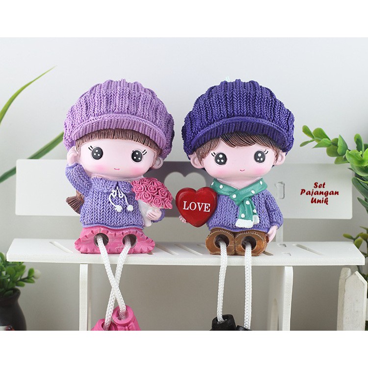 Set Pajangan Unik Couple 1 set isi sepasang boneka dan 1 bangku-7