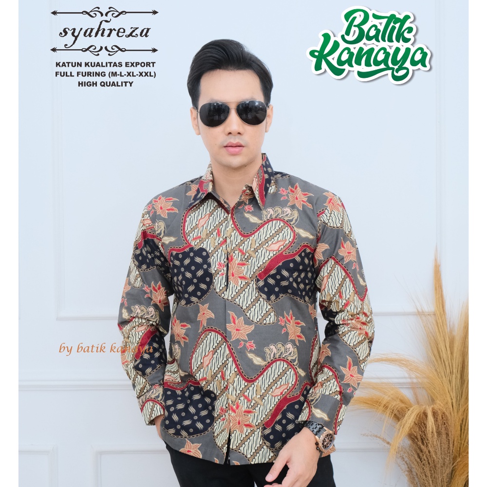 Kanaya - Kemeja Batik Pria Lengan Panjang Full Furing Bahan Katun Kualitas Expor SYAHREZA