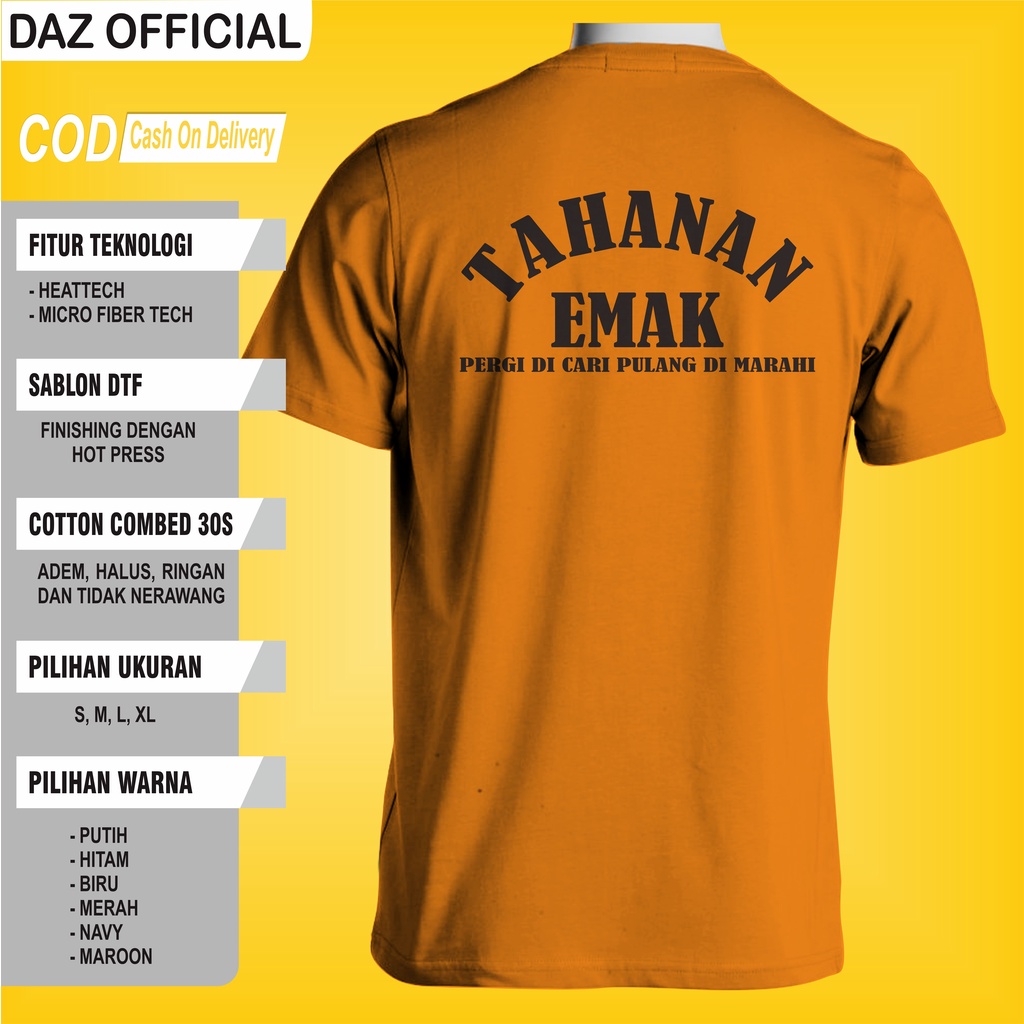 Kaos Baju Tahanan Emak Pergi Di Cari Pulang Di Marahi / Kaos Kata2 Lucu / Kaos Distro/ Kaos T-shirt