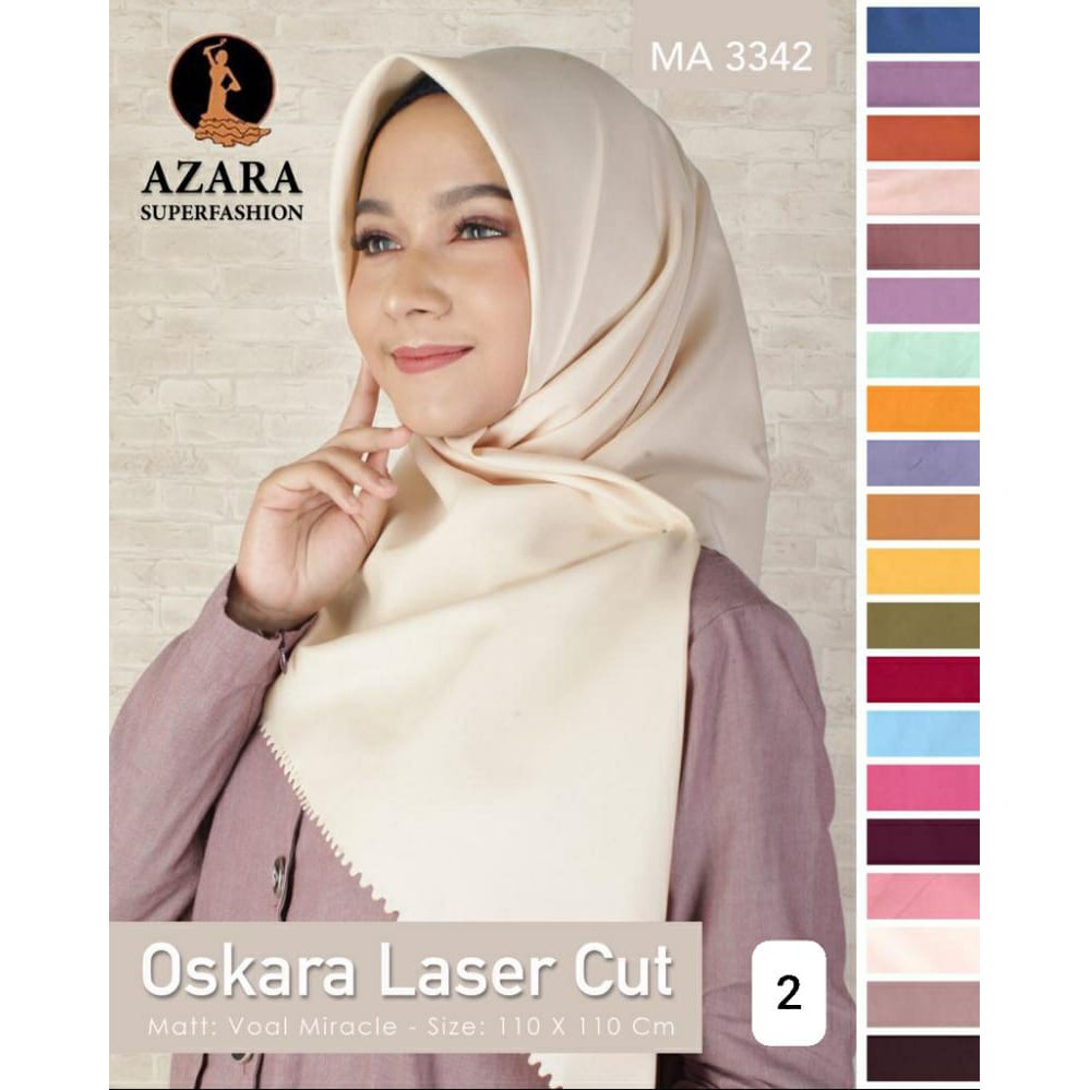HIJAB AZARA OSKARA LASERCUT SEGI EMPAT VOAL JILBAB AZARA LASERCUT