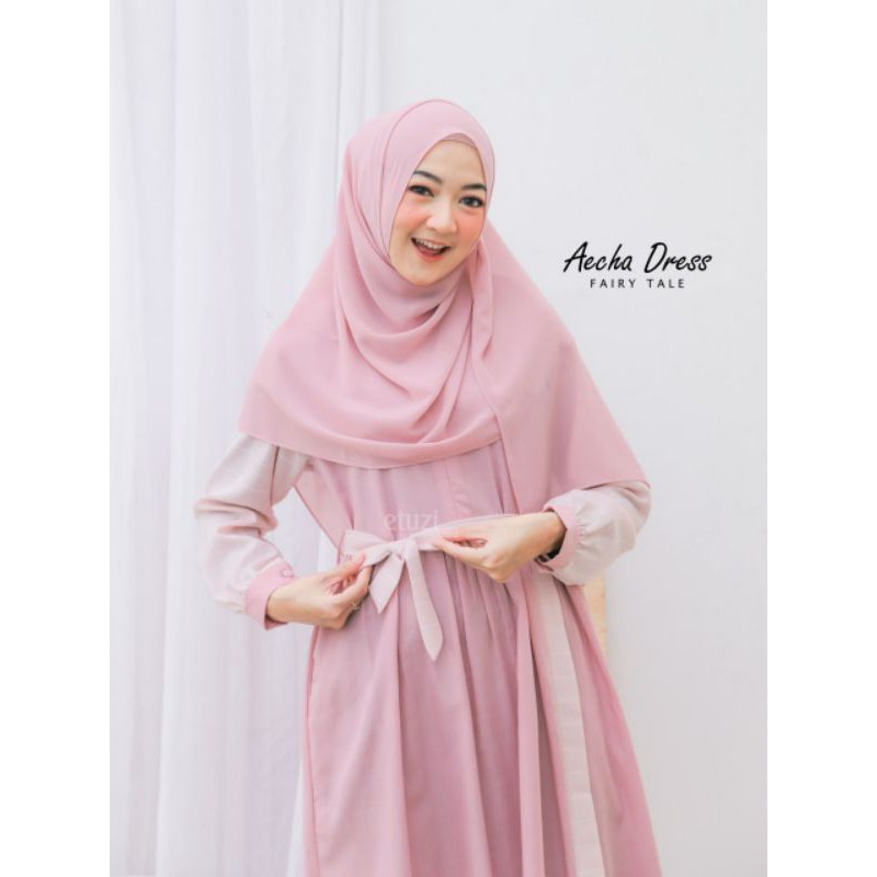 Aecha Dress Gamis Etuzi Katun Supernova Polos Kombinasi Motif Kotak Syari Busui Terbaru