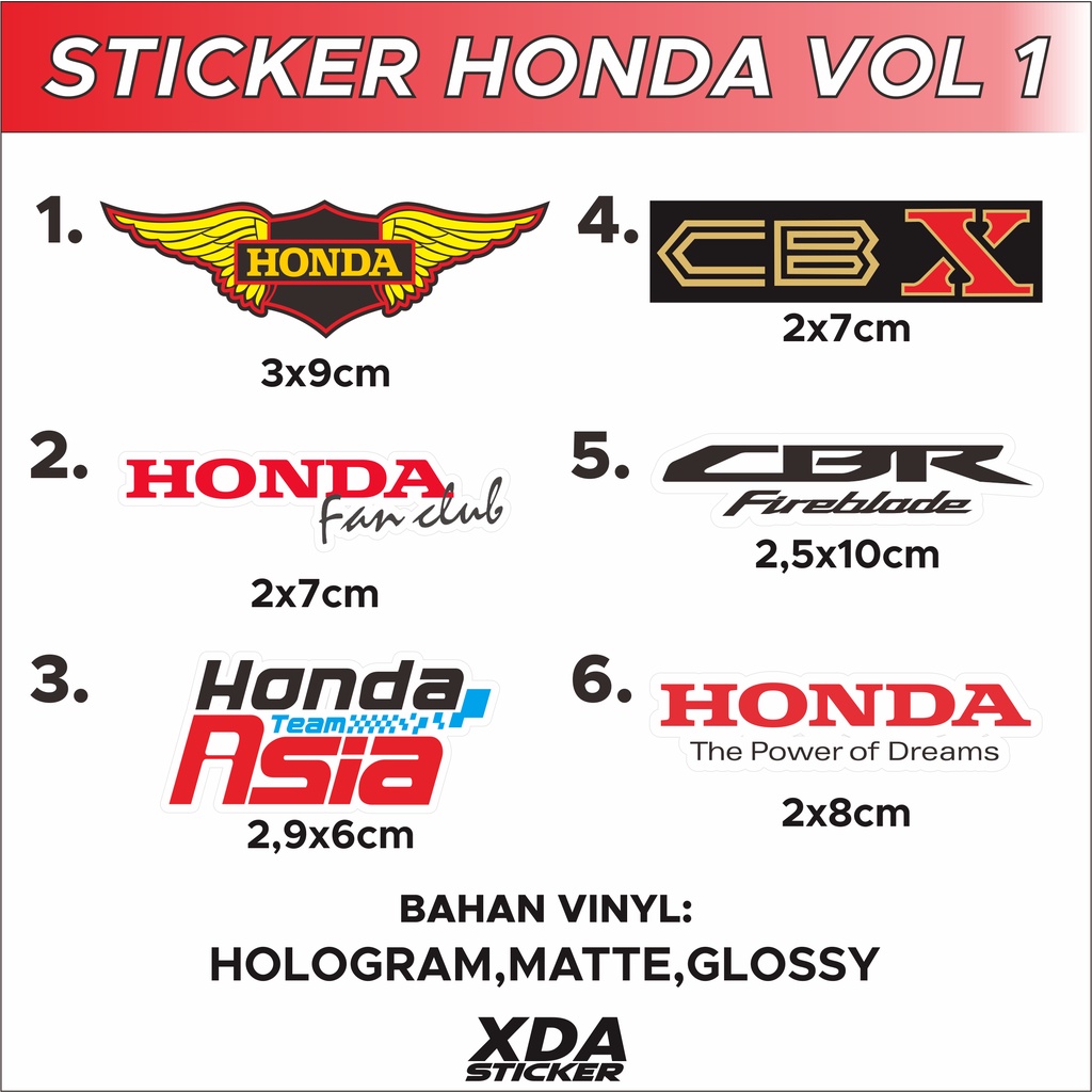 

STIKER/STICKER PRINTING HONDA VOL 1