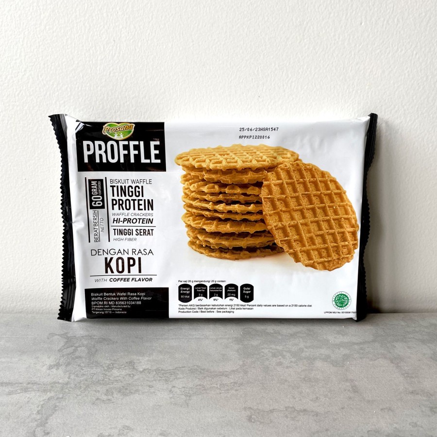 Proffle Biskuit Waffle Tinggi Protein Rasa Kopi 60g