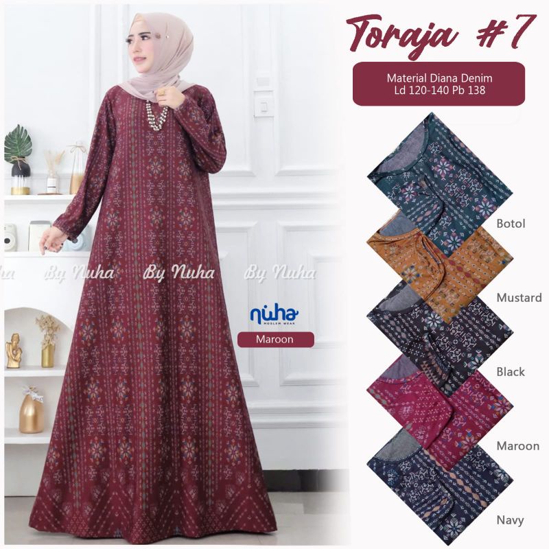 Jual Gamis Toraja 7 Jumbo Maxi Ld 120 140 Bahan Denim Diana By Nuha Indonesia Shopee Indonesia