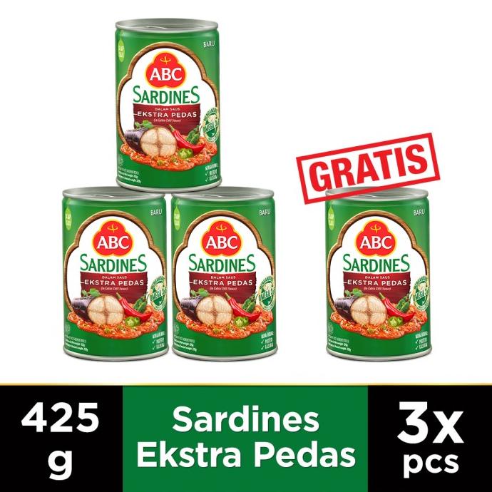 

ABC Sarden Saus Extra Pedas 425 g - Buy 3 pcs Get 1 pcs Free
