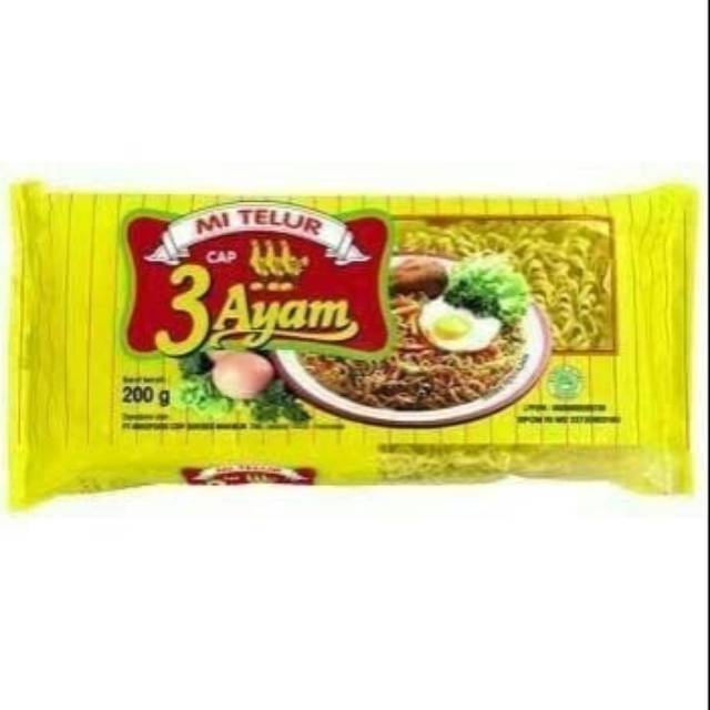 Mie Telur Cap 3 Ayam Kemasan 200 Gram