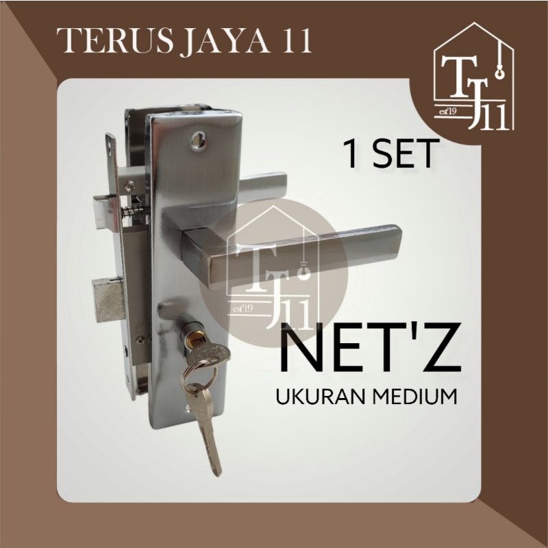 Kunci Pintu Tanggung NETZ / Kunci Pintu Sedang NETZ + Silinder Stainless / Kunci Pintu Komplit Lengkap 1 SET