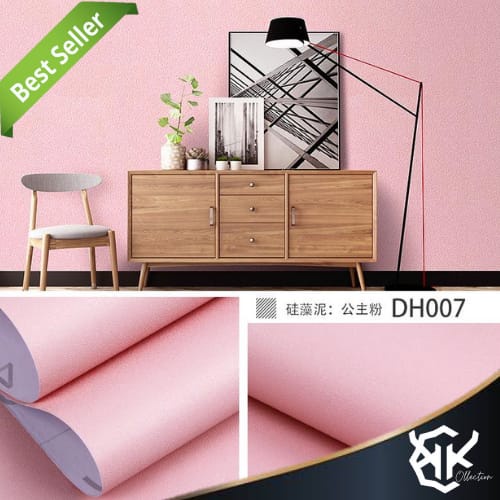 Wallpaper Dinding Motif Polos Pastel 45cm x 10m Polos Pastel Pink Muda Wallstiker Wallpaper Sticker 