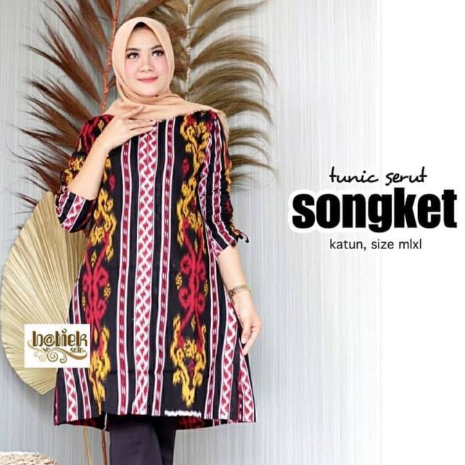 Baju Tunik Jumbo Atasan Wanita Batik Ld 120 Motif Songket Bali