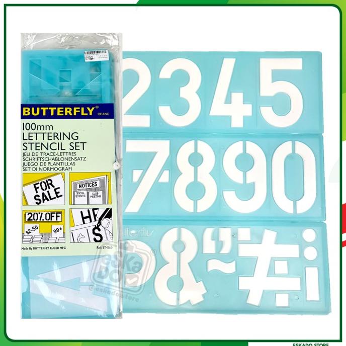 

[[COD]] Lettering Stencil Set 100mm BUTTERFLY Stensil Cetakan Huruf Angka BIG SALE Kode 182