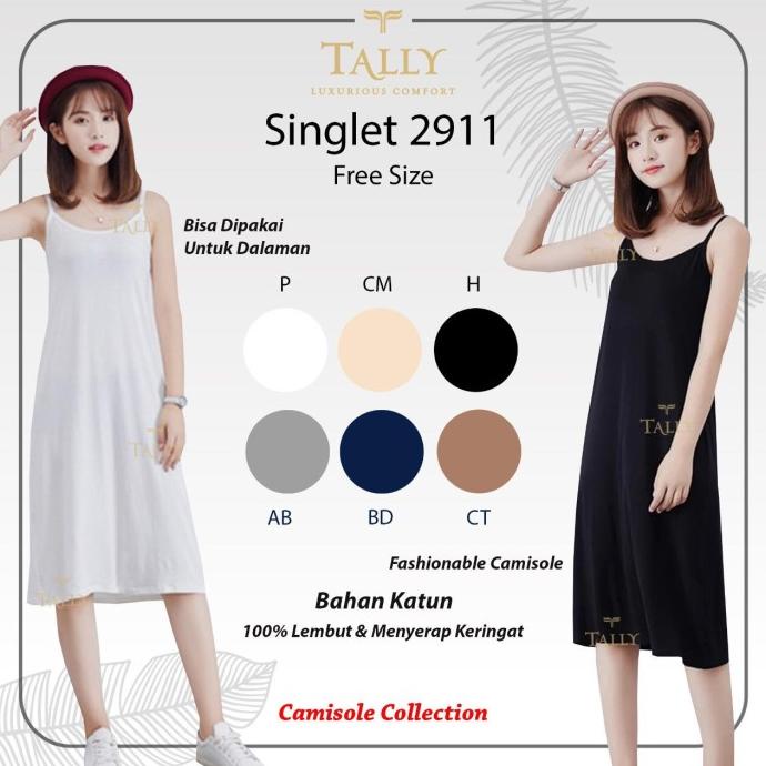 TANK TOP WANITA SINGLET/DALAMAN/CAMISOLE PANJANG TALI SPAGHETTI KATUN LEMBUT TALLY NAY TANKTOP WANIT