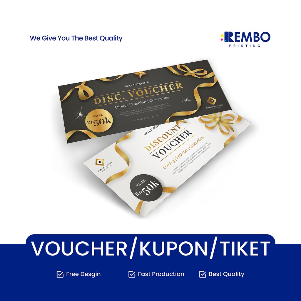 Cetak Kupon / Vocer / Voucher / Karcis / Ticket Fullcolor / Voucher Color Full - Rembo Printing