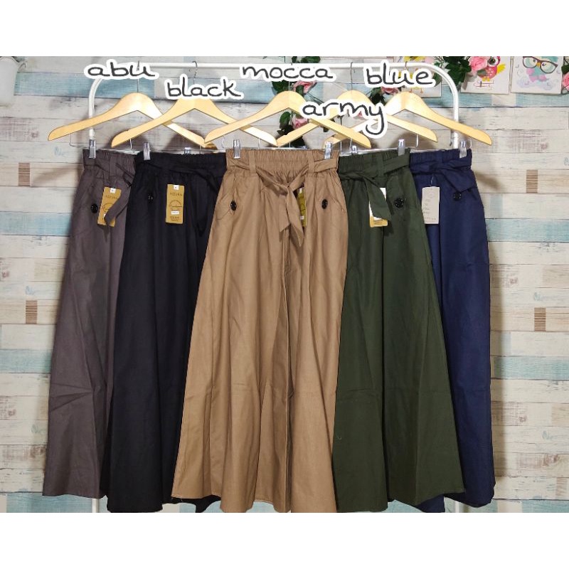 Rok Panjang Wanita Polos Bahan Katun Cigarete Tebal