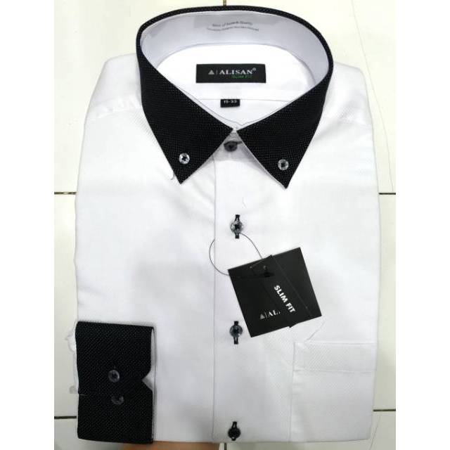 Kemeja Pria Alisan Slimfit Putih Lengan Panjang Dobby Kemeja Pria Alisan Slimfit Putih Lengan Panjang Dobby