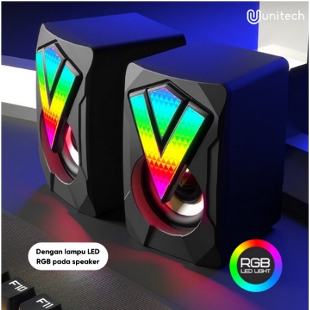 ITSTORE Speaker Desktop Mini Multimedia Unitech K-2039 Komputer Audio Extra Bass RGB Light Colokan Aux 3.5mm k2039 USB